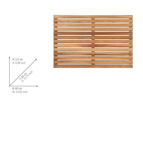 Tappetino da bagno in legno di colore naturale 40x60 cm Acacia - Wenko-image-4