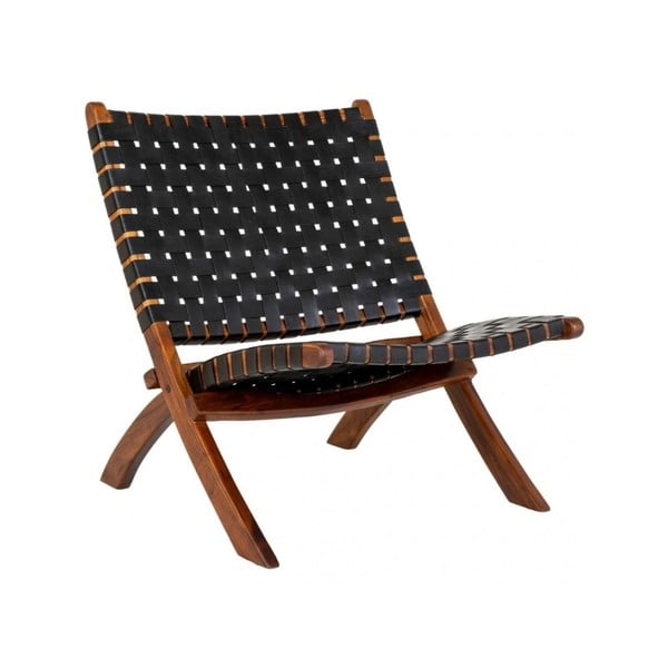 Poltrona in pelle nera con intreccio Perugia - House Nordic