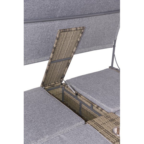 Sdraio da giardino a due posti grigia in metallo/in rattan artificiale Pescara – Garden Pleasure-image-4