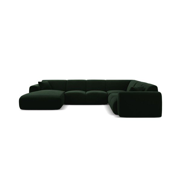 Divano angolare verde scuro (a U) con rivestimento in velluto Molino – Micadoni -image-1