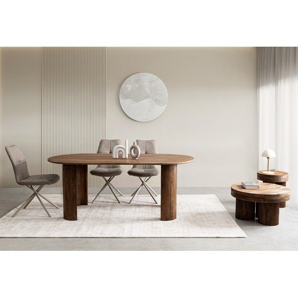 Tavolino da salotto rotondo colore naturale scuro in mango massiccio ø 75 cm Dacca – Bizzotto-image-2