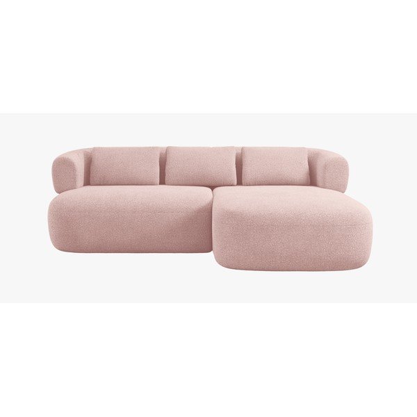 Divano angolare rosa chiaro (con penisola a destra/con chaise lounge) con rivestimento in bouclé Jenny – Micadoni -image-2