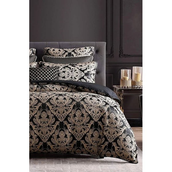 Biancheria da letto matrimoniale marrone in cotone Renforcé con un lenzuolo 4 pezzi 200x220 cm Damask - Mila Home