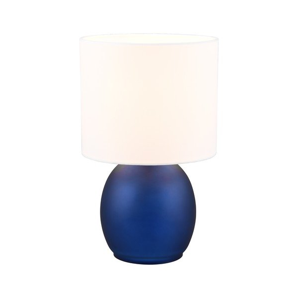 Lampada da tavolo bianca e blu con paralume in tessuto (altezza 29 cm) Vela - Trio-image-2