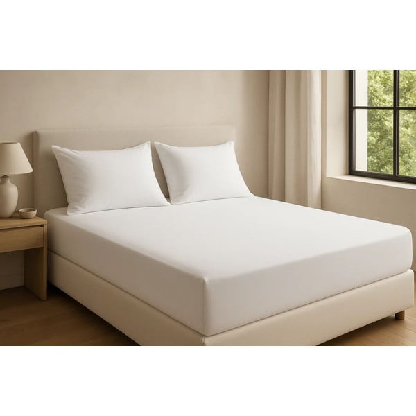 Lenzuolo con angoli bianco in cotone renforcé 200x140 cm Ranforce – Mila Home Luxury-image-2