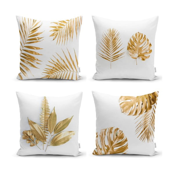 Set di 4 federe Gold Leaves Modern, 45 x 45 cm - Minimalist Cushion Covers