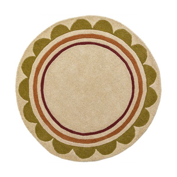 Tappeto rotondo di colore naturale in lana tessuto a mano ø 120 cm Lois – Flair Rugs