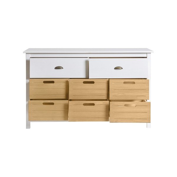 Cassettiera in pino massiccio bianco con 8 cassetti Ibiza - Marckeric-image-3