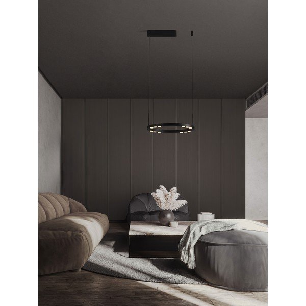 Lampadario LED nero opaco in alluminio con intensità regolabile ø 40 cm Lunette – Nova Luce-image-1