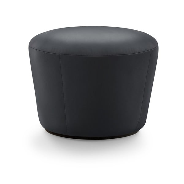 Pouf in pelle nera, ø 52 cm Naïve - EMKO