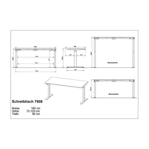 Scrivania regolabile elettricamente 80x160 cm Agenda - Germania-image-4