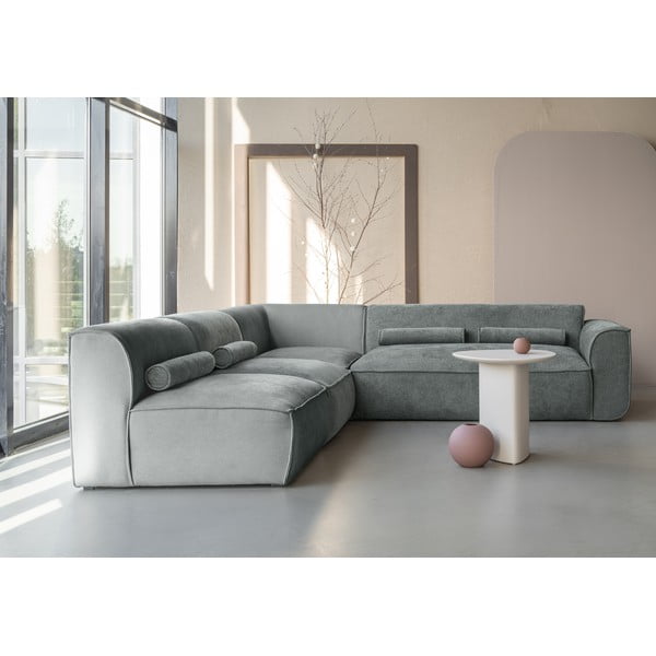 Divano angolare componibile in verde chiaro (con penisola a sinistra) Flex Felix – Miuform-image-4