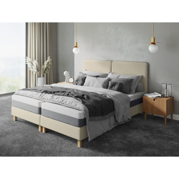 Letto matrimoniale imbottito beige con griglia 140x200 cm Lotus - Mazzini Beds-image-1