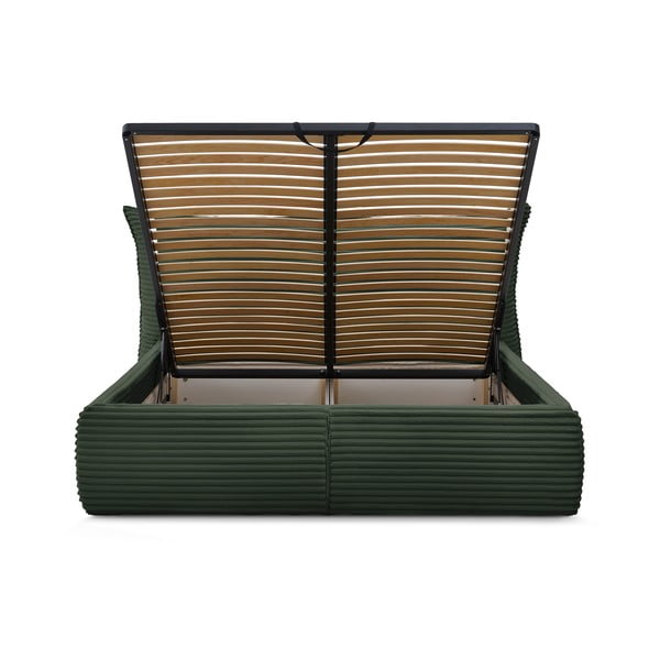 Letto matrimoniale in verde scuro imbottito con spazio contenitivo con griglia inclusa 160x200 cm Jade – Bobochic Paris-image-4