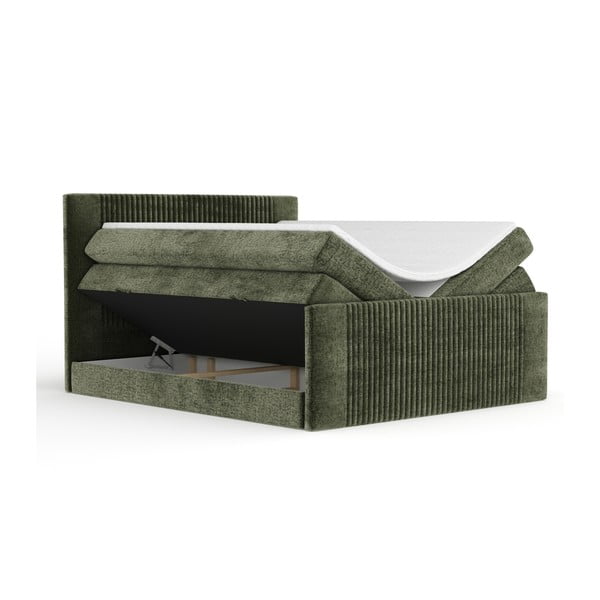 Letto boxspring verde scuro con contenitore 200x200 cm Bergamo – Maison de Rêve-image-2