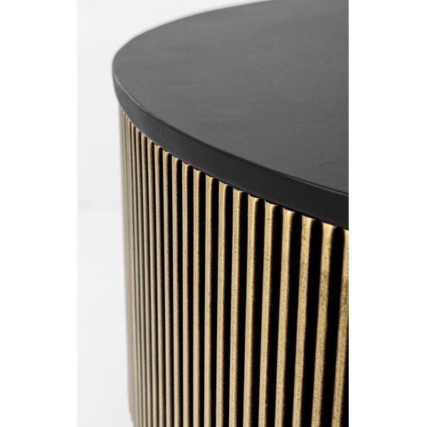 Tavolino da salotto rotondo nero/dorato con piano in legno di mango ø 90 cm Virat – Bizzotto-image-4
