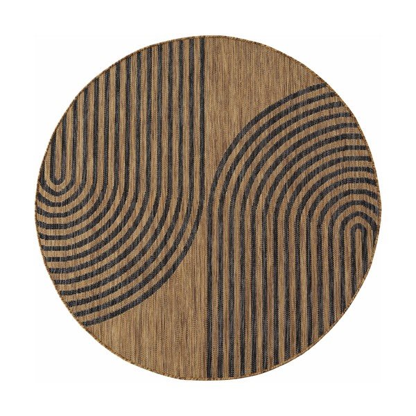 Tappeto da interno/esterno rotondo nero/marrone ø 160 cm Mira 1453 – Ayyildiz Carpets
