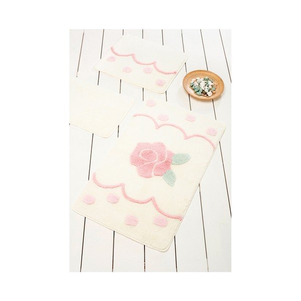 Set di 3 tappetini da bagno Rose Dot Ecru - Foutastic