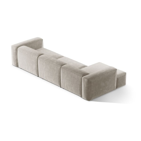 Divano angolare beige (con penisola a sinistra/con chaise lounge) con rivestimento in velluto a coste Bergamo – Cosmopolitan Design-image-4
