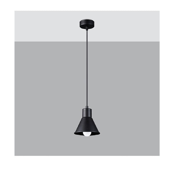 Lampada a sospensione nera con paralume in metallo 14x14 cm Martina - Sollux-image-1