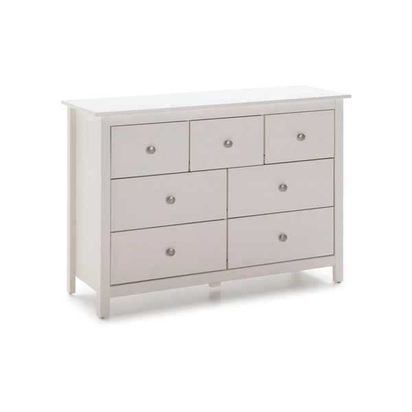 Cassettiera bassa bianca in legno di pino massiccio 110x80 cm Berna - Marckeric-image-2