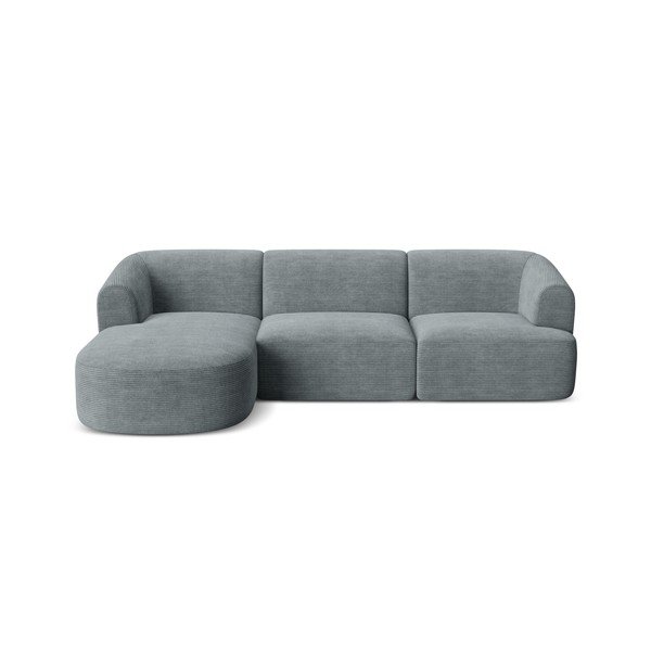 Divano angolare grigio scuro (con penisola a sinistra/con chaise lounge) con rivestimento in velluto a coste Campi – Cosmopolitan Design-image-2