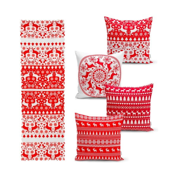 Set di 4 federe natalizie e runner da tavola Natale - Minimalist Cushion Covers