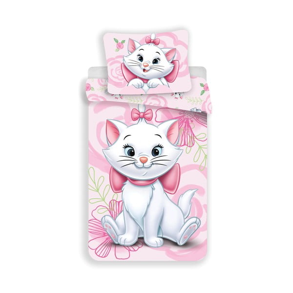 Set copripiumino e federa da bambini rosa in cotone per letto singolo 140x200 cm Marie Cat "Pink" – Jerry Fabrics