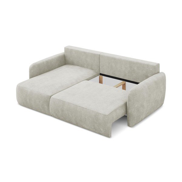 Divano angolare color crema allungabile/con contenitore (con penisola a sinistra/con chaise lounge) con rivestimento in ciniglia Lilo – Makamii-image-3