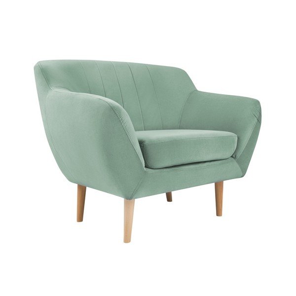 Poltrona in velluto verde menta Sardaigne - Mazzini Sofas-image-2