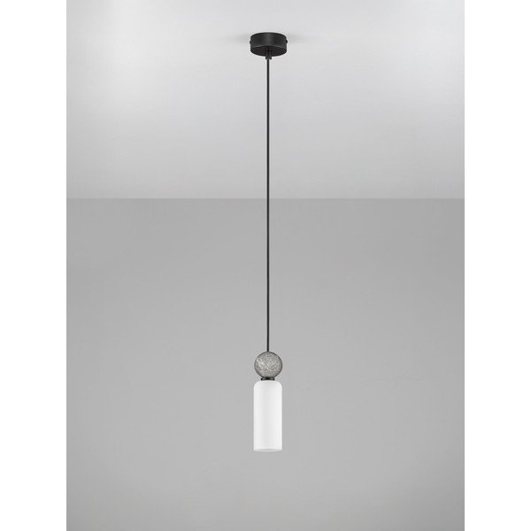 Lampadario nero opaco in pietra con paralume in vetro ø 6 cm Filomena – Nova Luce-image-3