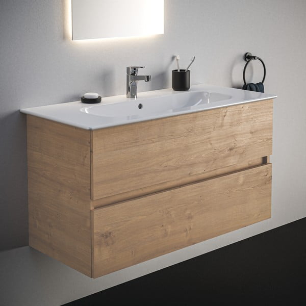 Mobile a sospensione per sottolavabo in rovere naturale 100x55 cm Eurovit+ - Ideal Standard-image-1