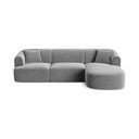 Divano angolare grigio chiaro (con penisola a destra/con chaise lounge) con rivestimento in velluto Campi – Cosmopolitan Design
