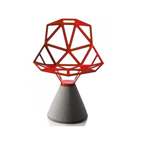 Sedia rossa con base in cemento One - Magis