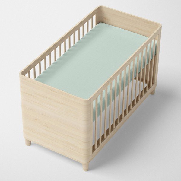 Lenzuolo in cotone baby verde menta, 70 x 140 cm Basic - Mr. Fox-image-2