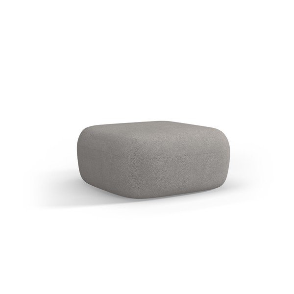 Poggiapiedi grigio chiaro con rivestimento in bouclé Jenny – Micadoni 