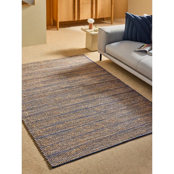 Tappeto blu in misto iuta tessuto a mano 120x170 cm Hurley – MADE-image-1