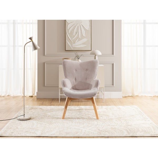 Poltrona rosa chiaro con rivestimento in velluto a coste Niko – Ropez-image-1