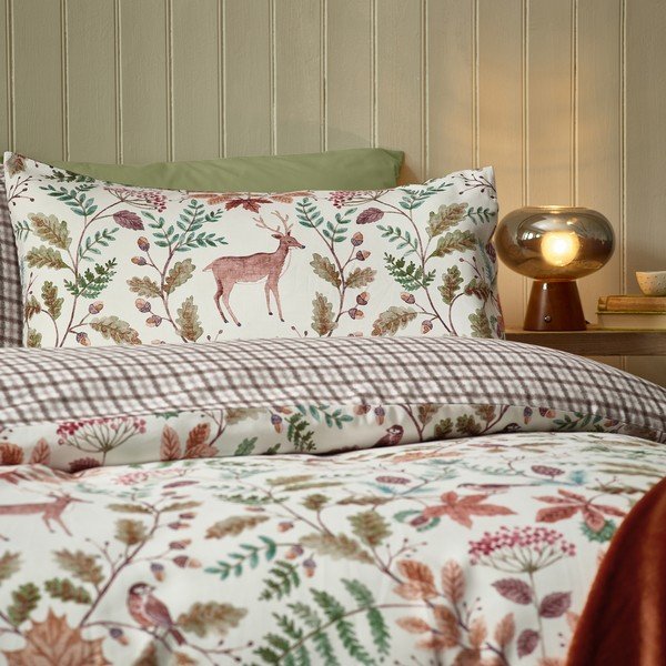 Set copripiumino e federa color crema per letto matrimoniale 200x200 cm Woodland Stag – Catherine Lansfield-image-3