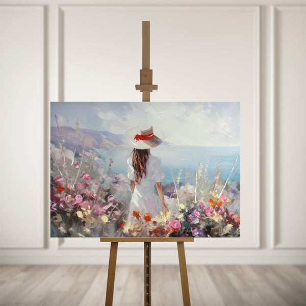 Quadro con elementi dipinti a mano 100x70 cm Amelia – Styler-image-2