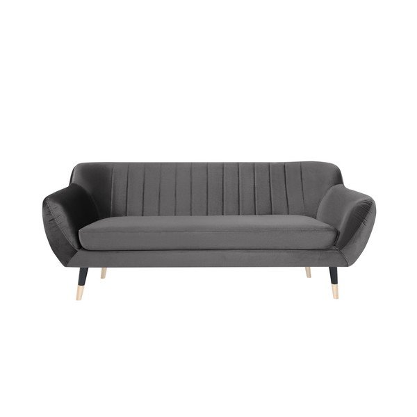 Divano grigio con gambe nere Benito, 188 cm - Mazzini Sofas