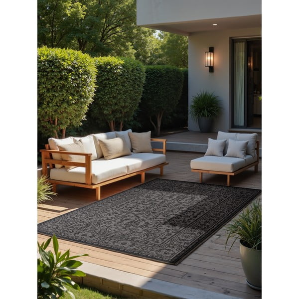 Tappeto da interno/esterno bianco e nero 200x290 cm Duet Kona – NORTHRUGS-image-1