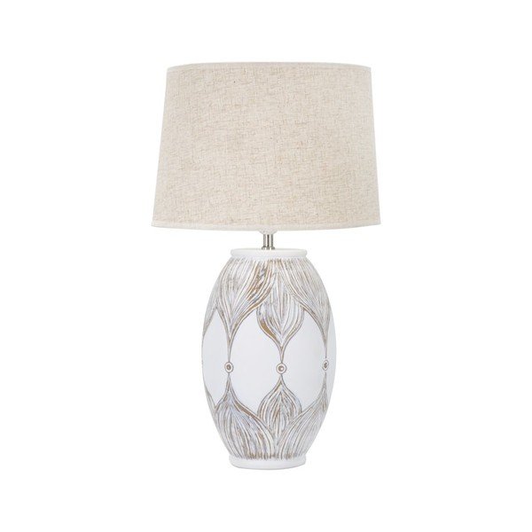 Lampada da tavolo bianca/beige con paralume in tessuto (altezza totale 67 cm) Atene – Mauro Ferretti