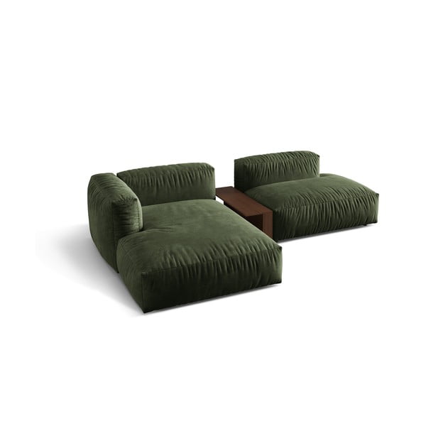 Divano angolare componibile verde (con penisola a sinistra/con chaise lounge) con rivestimento in velluto Martina – Micadoni -image-2