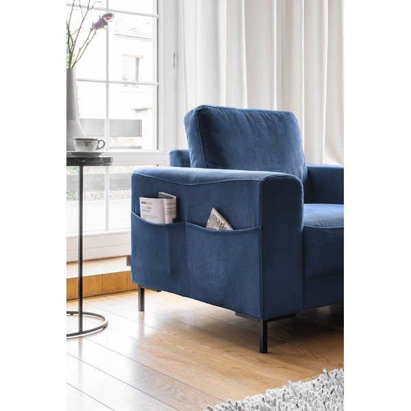 Poltrona in velluto a coste blu scuro Lofty Lilly - Miuform-image-3