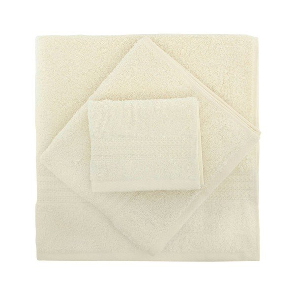 Set di 2 asciugamani e telo da bagno in cotone color crema Rainbow - Foutastic
