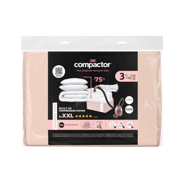 Set di organizer per vestiti sottovuoto in plastica 3 pz  65x45x27 cm Pink Edition - Compactor-image-3