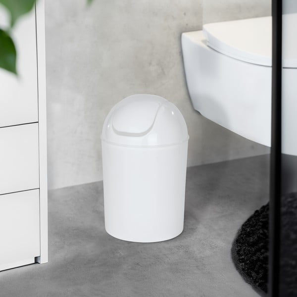 Cestino per la spazzatura bianco lucido in acciaio inox 6 l Economic – Wenko-image-1