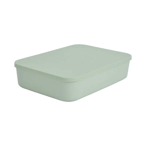 Scatola con coperchio in verde chiaro in plastica 35,5x25,5x8 cm – Homéa