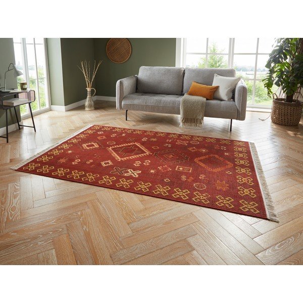 Tappeto rosso con cotone riciclato , 200 x 290 cm Sarobi - Nouristan-image-1